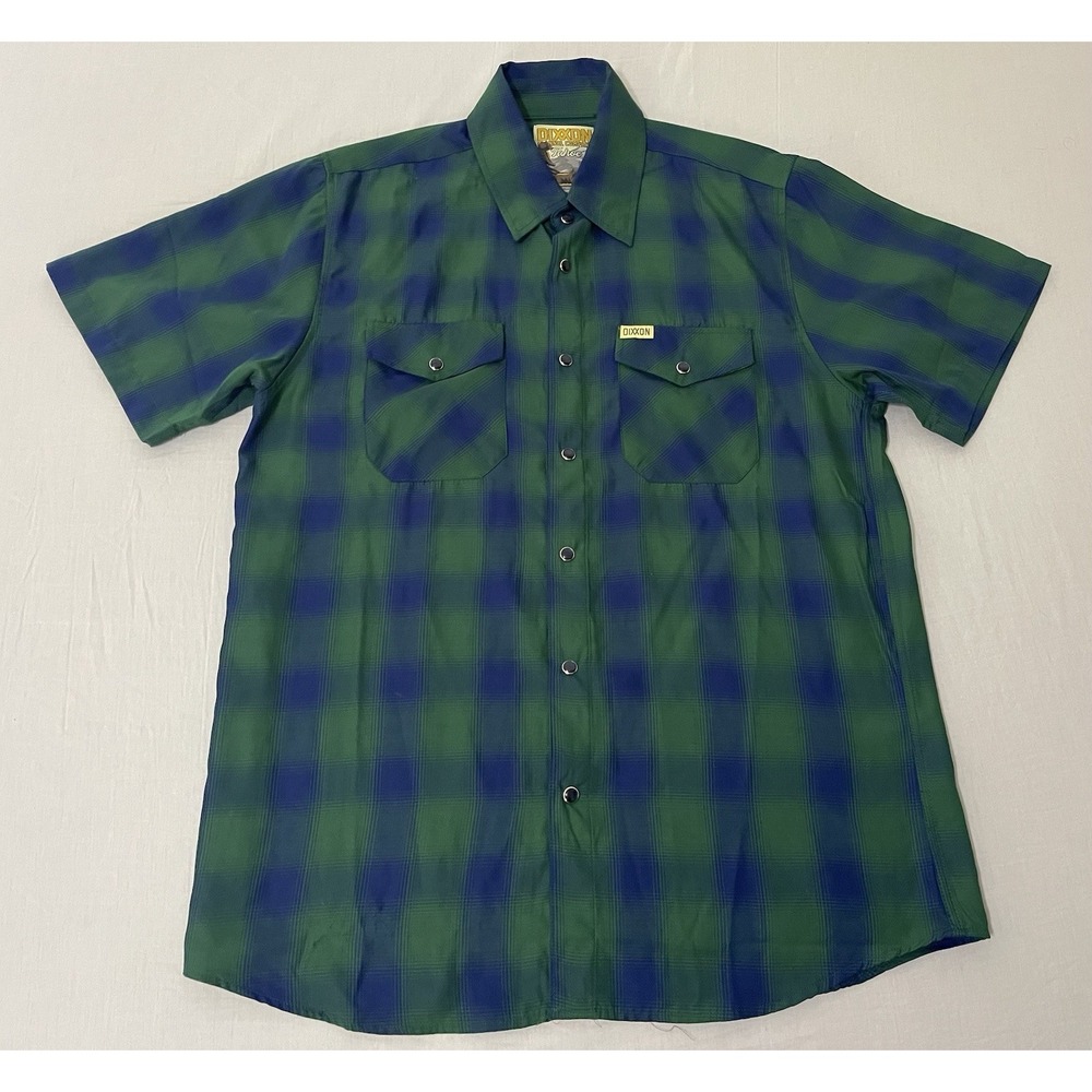 Dixxon Flannel Co Tahoe Bamboo Short Sleeve Pearl Snap Shirt Men M Green Plaid